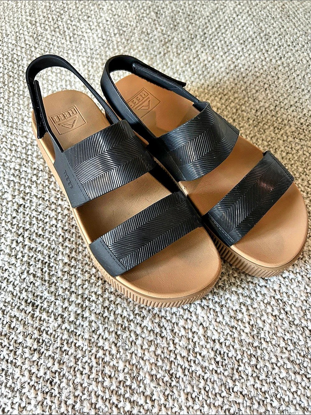 REEF Cushion Vista Hi Women's Black & Brown Strappy Sandals Like New